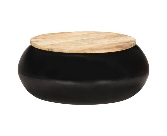 Măsuță de cafea, negru, 68 x 68 x 30 cm, lemn masiv de mango, 8 image