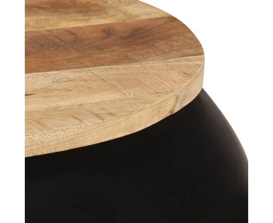 Măsuță de cafea, negru, 68 x 68 x 30 cm, lemn masiv de mango, 4 image