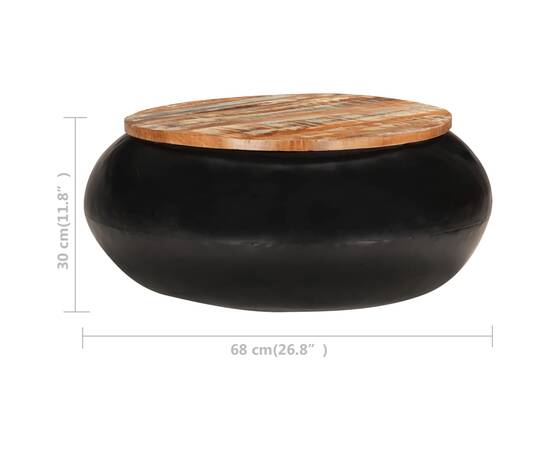 Măsuță de cafea, negru, 68x68x30 cm, lemn masiv reciclat, 5 image