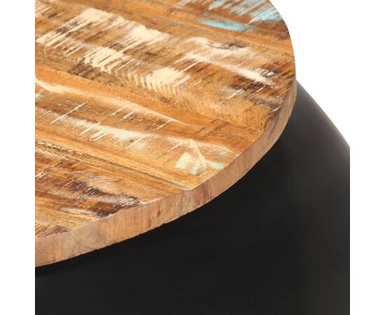 Măsuță de cafea, negru, 68x68x30 cm, lemn masiv reciclat, 4 image