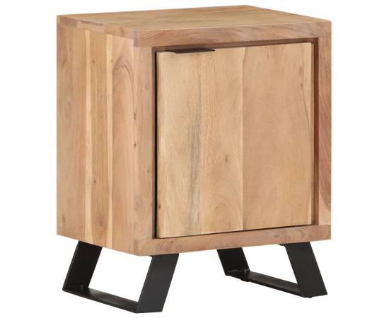 Noptieră, 40x30x50 cm, lemn masiv de acacia cu margini vii, 11 image