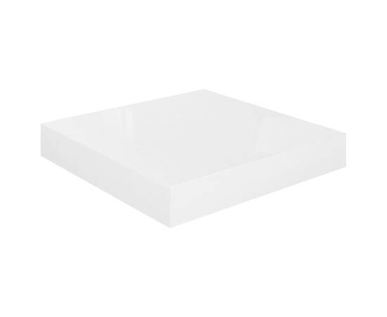 Raft de perete suspendat, alb extralucios, 23x23,5x3,8 cm, mdf, 2 image