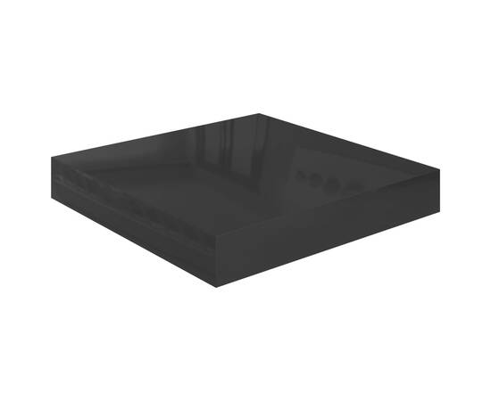 Raft de perete suspendat, negru extralucios, 23x23,5x3,8 cm mdf, 2 image