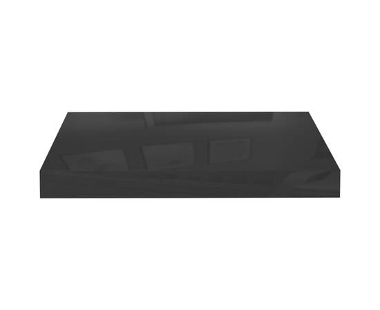 Raft de perete suspendat, negru extralucios, 40x23x3,8 cm, mdf, 4 image