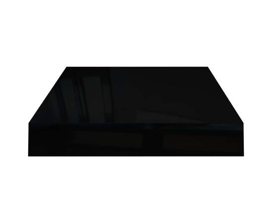 Raft de perete suspendat, negru extralucios, 40x23x3,8 cm, mdf, 5 image