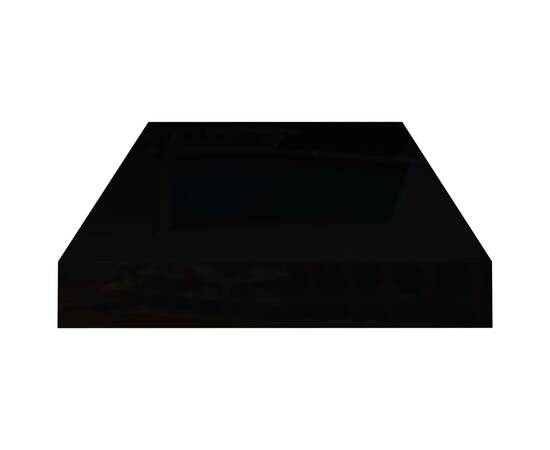 Raft de perete suspendat, negru extralucios, 50x23x3,8 cm, mdf, 5 image