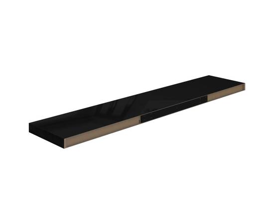 Raft perete suspendat, negru extralucios, 120x23,5x3,8 cm, mdf, 6 image