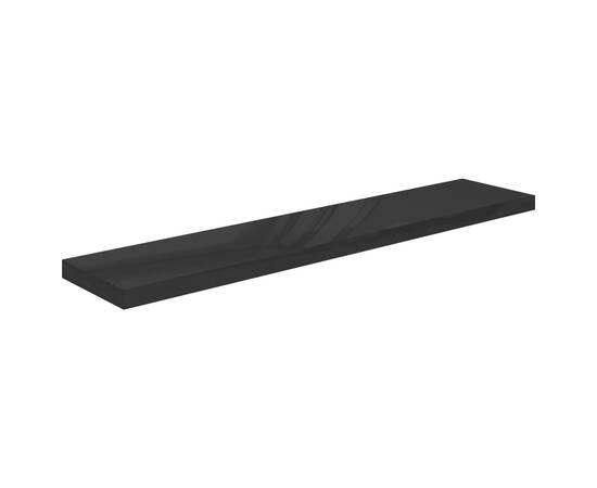 Raft perete suspendat, negru extralucios, 120x23,5x3,8 cm, mdf, 2 image