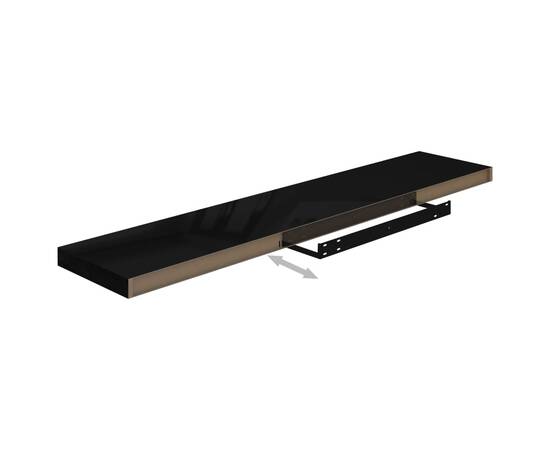 Raft perete suspendat, negru extralucios, 120x23,5x3,8 cm, mdf, 7 image