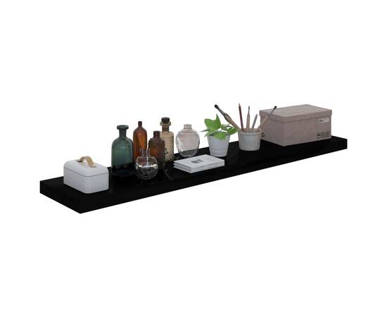 Raft perete suspendat, negru extralucios, 120x23,5x3,8 cm, mdf, 3 image