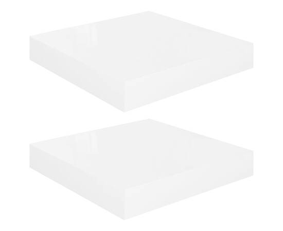 Rafturi de perete, 2 buc., alb extralucios, 23x23,5x3,8 cm, mdf, 2 image