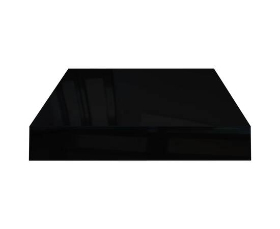 Rafturi de perete, 2 buc., negru extralucios, 40x23x3,8 cm, mdf, 6 image