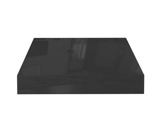 Rafturi de perete, 2 buc. negru extralucios, 23x23,5x3,8 cm mdf, 5 image