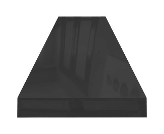 Rafturi de perete, 2 buc. negru extralucios 120x23,5x3,8 cm mdf, 6 image