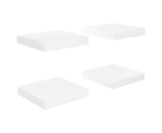 Rafturi de perete, 4 buc., alb extralucios, 23x23,5x3,8 cm, mdf, 2 image