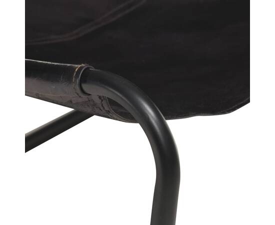 Scaun relaxant, negru, piele naturală, 5 image