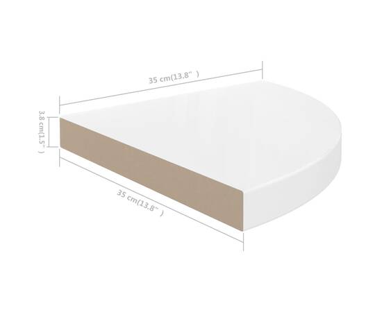 Colțare suspendate, 4 buc., alb extralucios, 35x35x3,8 cm, mdf, 10 image