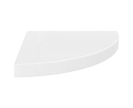 Raft colțar de perete, alb extralucios, 35x35x3,8 cm, mdf, 2 image