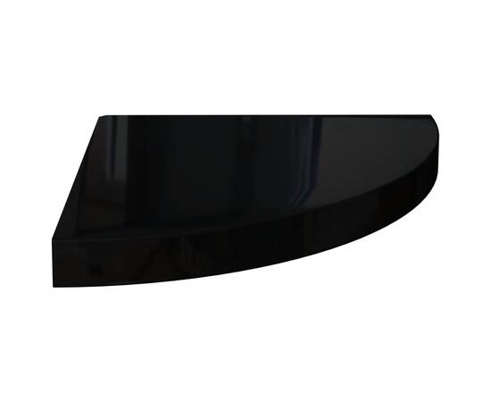 Raft colțar de perete, negru extralucios, 35x35x3,8 cm, mdf, 2 image