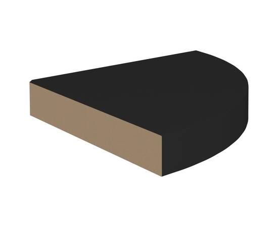 Raft de colț suspendat, negru, 25x25x3,8 cm, mdf, 4 image