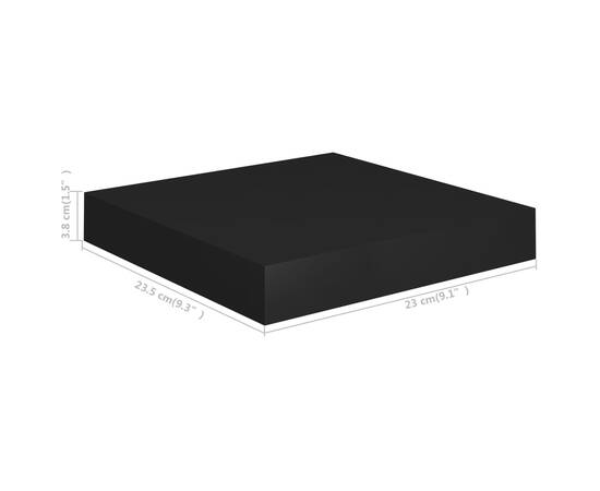 Raft de perete suspendat, negru, 23x23,5x3,8 cm, mdf, 9 image