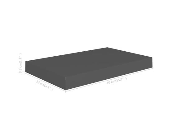 Raft de perete suspendat, negru, 40x23x3,8 cm, mdf, 9 image