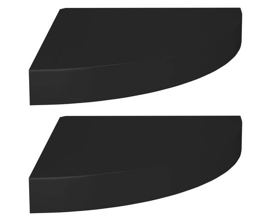 Rafturi colț de perete, 2 buc., negru, 25x25x3,8 cm, mdf, 2 image