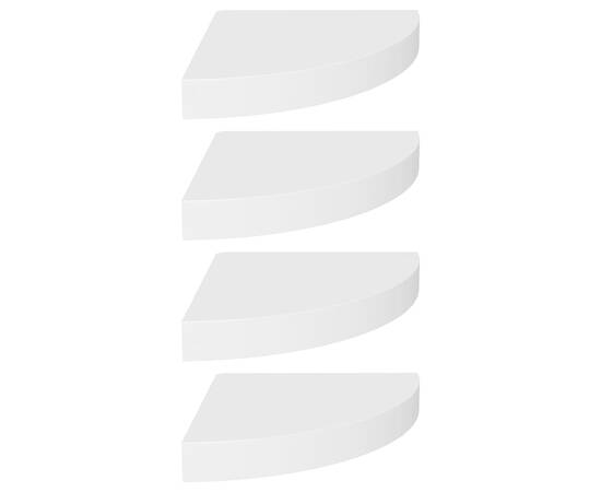 Rafturi colțar de perete, 4 buc., alb, 25 x 25 x 3,8 cm, mdf, 2 image