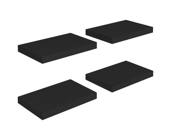 Rafturi de perete suspendate, 4 buc., negru, 40x23x3,8 cm, mdf, 2 image