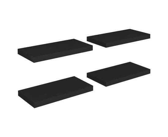Rafturi de perete suspendate, 4 buc., negru, 50x23x3,8 cm, mdf, 2 image