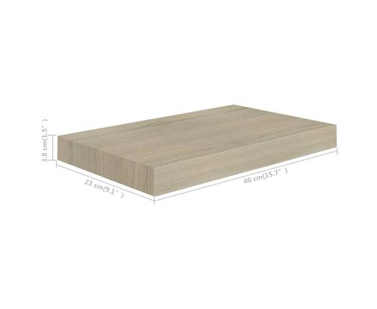 Rafturi de perete suspendate, 4 buc., stejar, 40x23x3,8 cm, mdf, 10 image