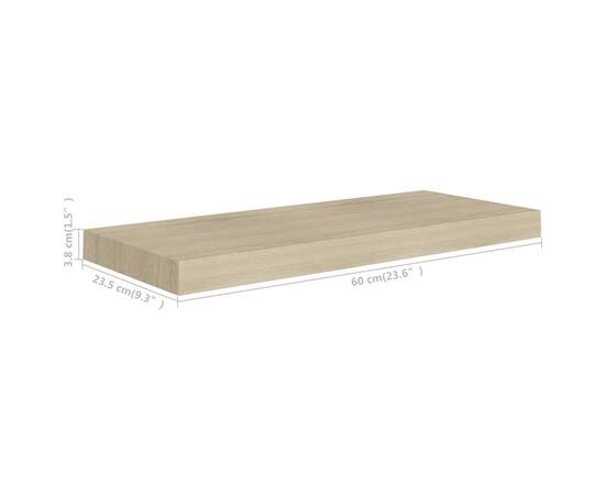 Rafturi de perete suspendate, 4 buc., stejar 60x23,5x3,8 cm mdf, 10 image