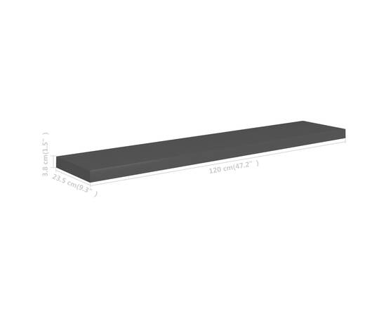 Rafturi de perete suspendate 2 buc., negru 120x23,5x3,8 cm, mdf, 10 image