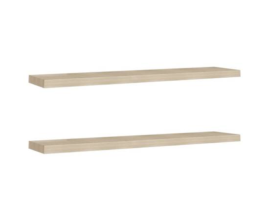 Rafturi perete suspendate, 2 buc., stejar, 120x23,5x3,8 cm, mdf, 2 image