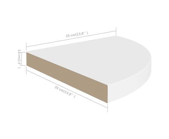 Raft colțar de perete, alb, 35 x 35 x 3,8 cm, mdf, 9 image