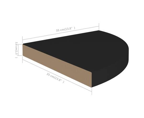 Raft colțar de perete, negru, 35 x 35 x 3,8 cm, mdf, 9 image