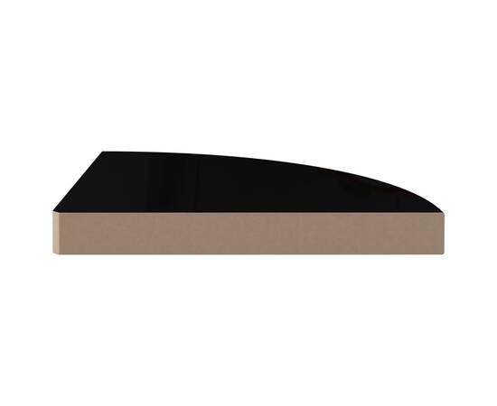 Raft colțar de perete, negru extralucios, 35x35x3,8 cm, mdf, 5 image