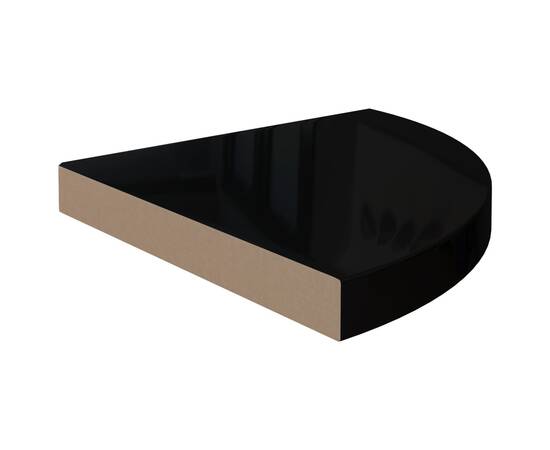 Raft colțar de perete, negru extralucios, 35x35x3,8 cm, mdf, 4 image