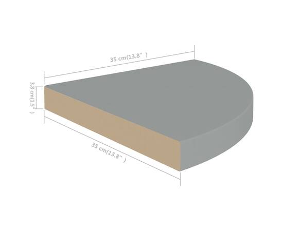 Rafturi colț de perete, 2 buc., gri, 35x35x3,8 cm, mdf, 10 image