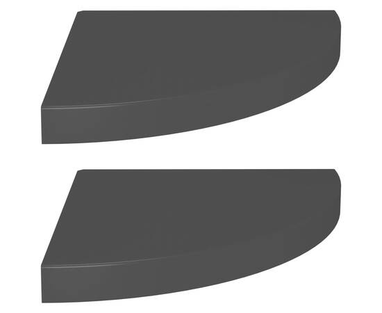 Rafturi colț de perete, 2 buc., negru, 35x35x3,8 cm, mdf, 2 image