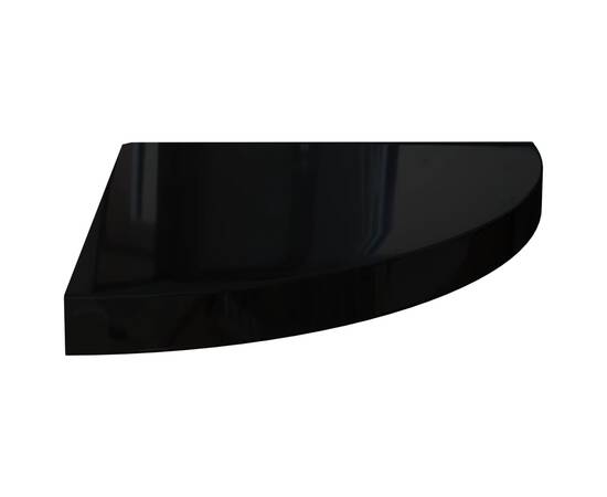 Rafturi colț perete, 4 buc., negru extralucios, 35x35x3,8 cm, mdf, 4 image