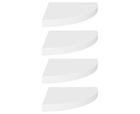 Rafturi colțar de perete, 4 buc., alb, 35 x 35 x 3,8 cm, mdf, 2 image