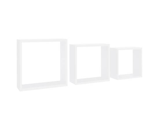 Rafturi cub de perete, 3 buc., alb, mdf, 2 image
