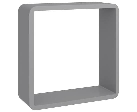 Rafturi cub de perete, 3 buc., gri, mdf, 7 image
