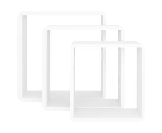 Rafturi de perete cub, 3 buc., alb, mdf, 5 image