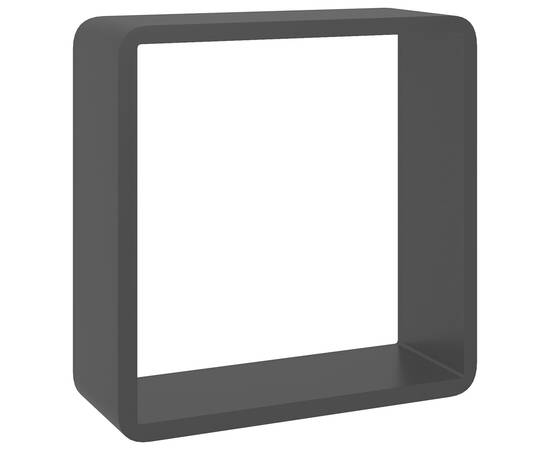Rafturi de perete cub, 3 buc., negru, mdf, 7 image