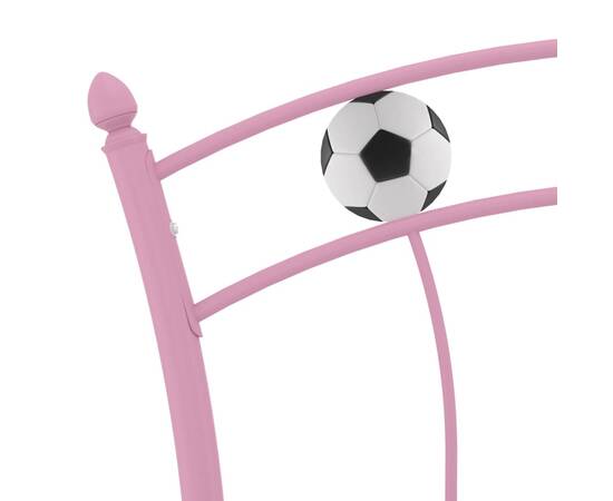 Cadru de pat, cu model de fotbal, roz, 90 x 200 cm, metal, 5 image