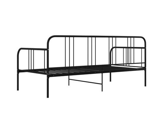 Cadru de pat canapea, negru, 90 x 200 cm, metal, 6 image
