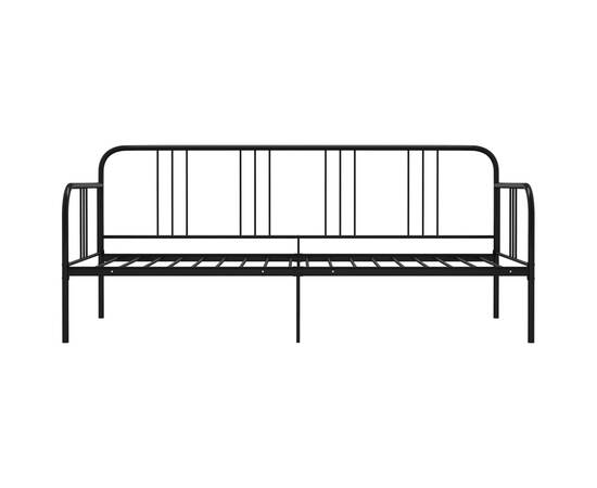 Cadru de pat canapea, negru, 90 x 200 cm, metal, 4 image