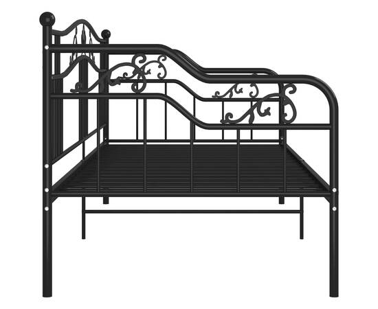 Cadru de pat canapea, negru, 90x200 cm, metal, 8 image